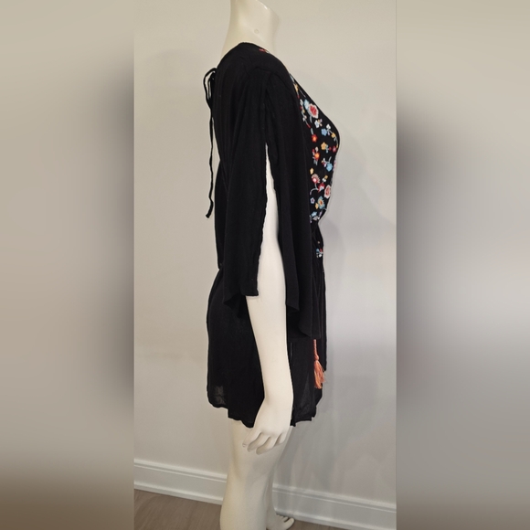 Topshop Black Floral Embroibery Swim Coverup - Picture 7 of 11
